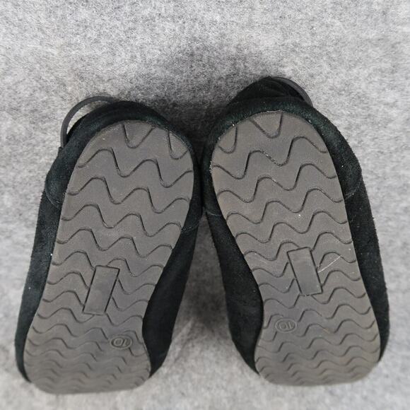 Stars Above Shoes Womens 10 Slipper Moccasin Loafer Slip On Suede Black Faux Fur - Picture 10 of 12